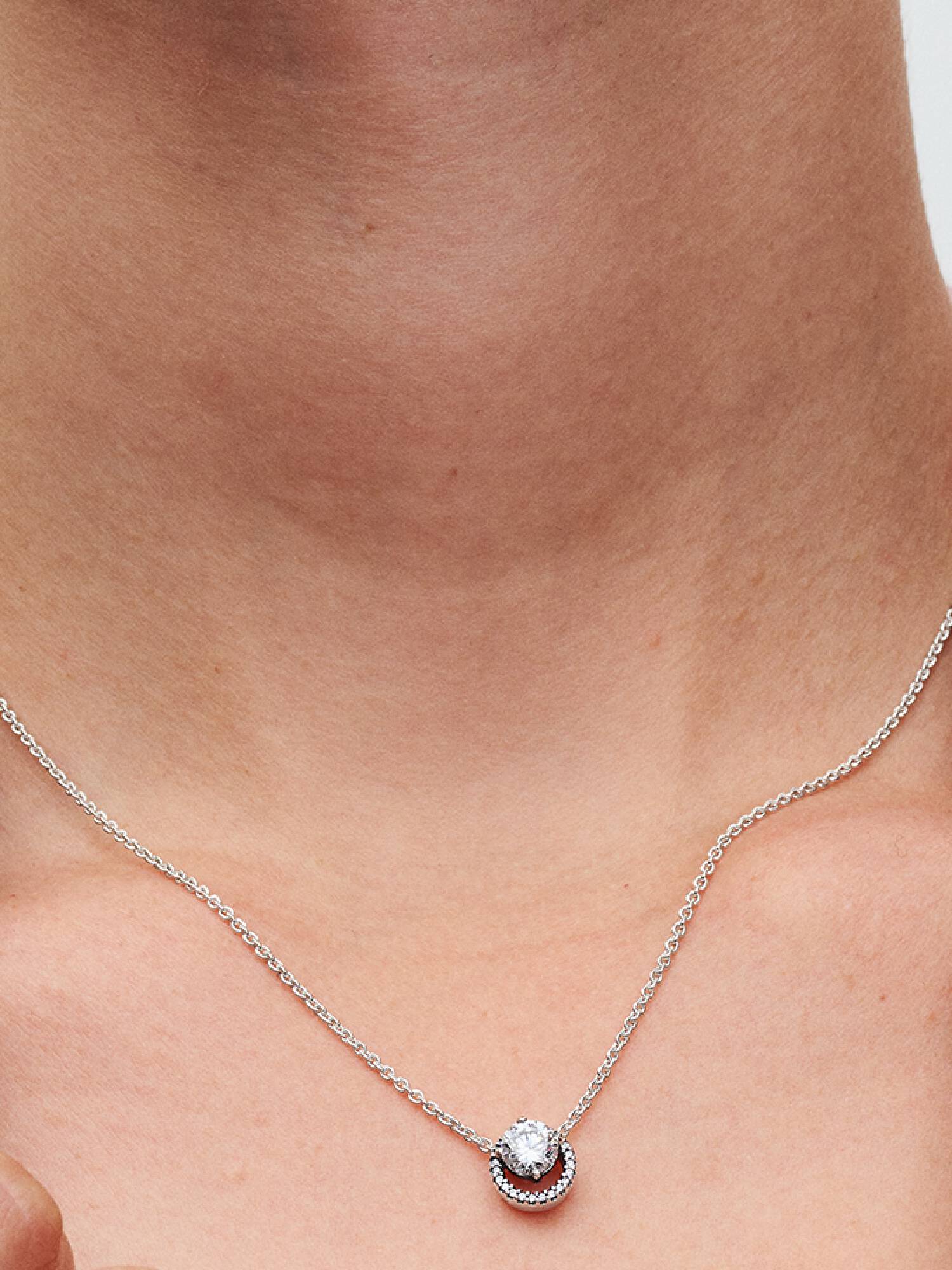 Collar Collier con Colgante Halo Redondo Brillante