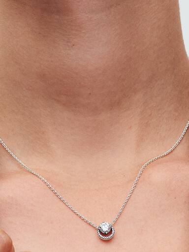 Collar Collier con Colgante Halo Redondo Brillante