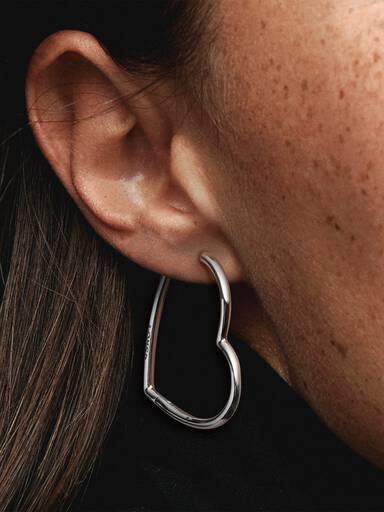 Aretes de aro Corazón asimétrico