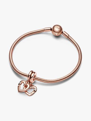Charm colgante dividido Corazones gemelos entrelazados