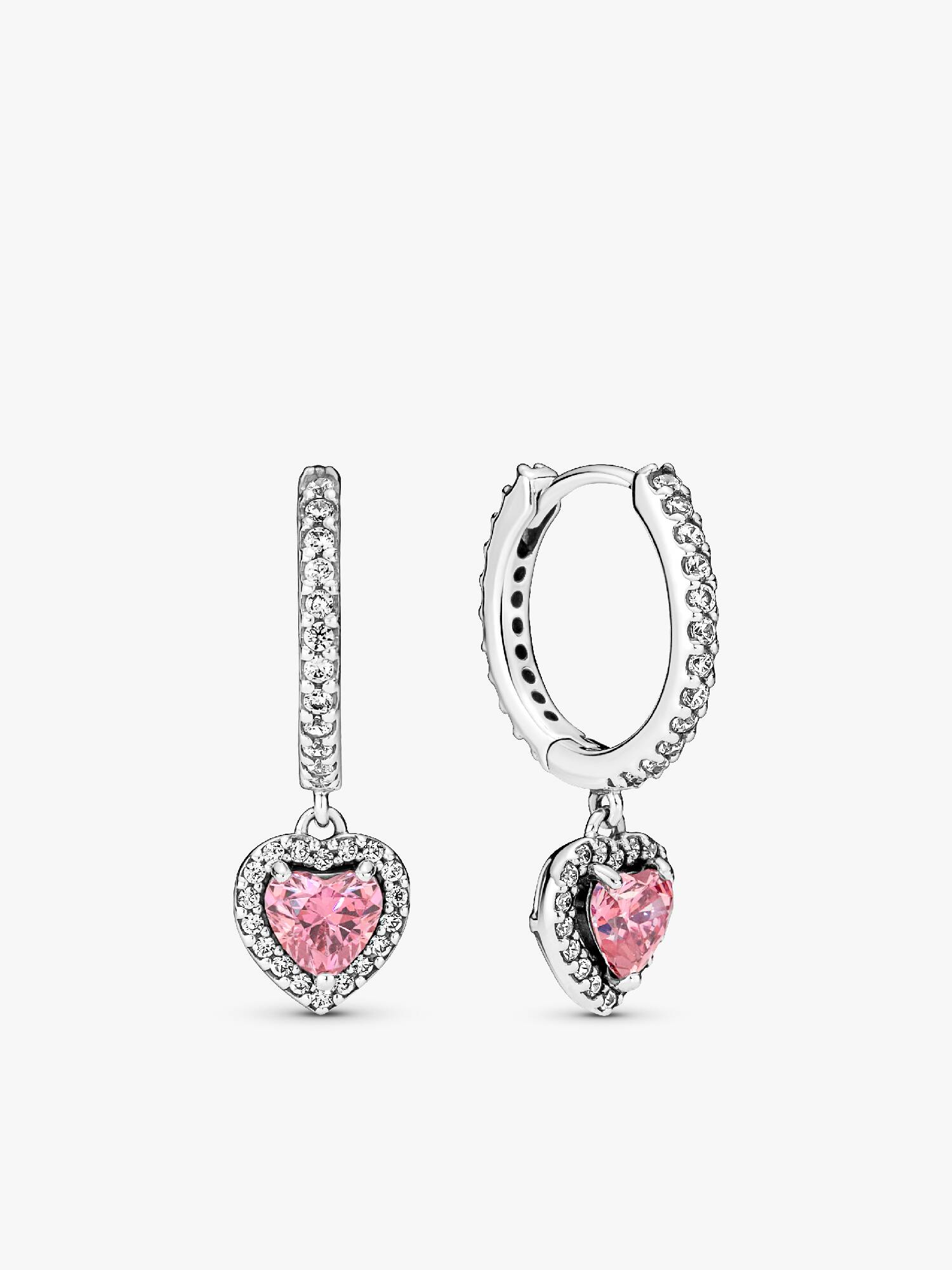 Aretes de aro Corazón con halo resplandeciente