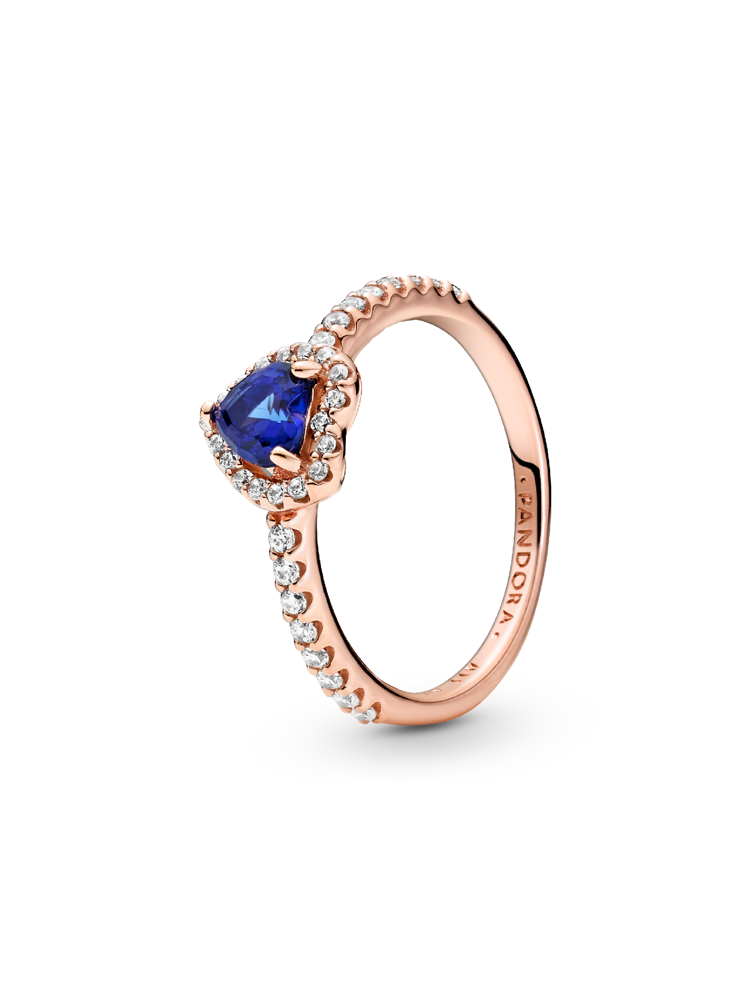 Anillo Corazón elevado azul reluciente