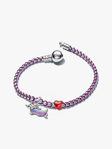 Set de regalo de pulsera con charm de Perro Salchicha Navideño