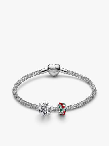 Set de regalo de pulsera con charm de Acebo Navideño