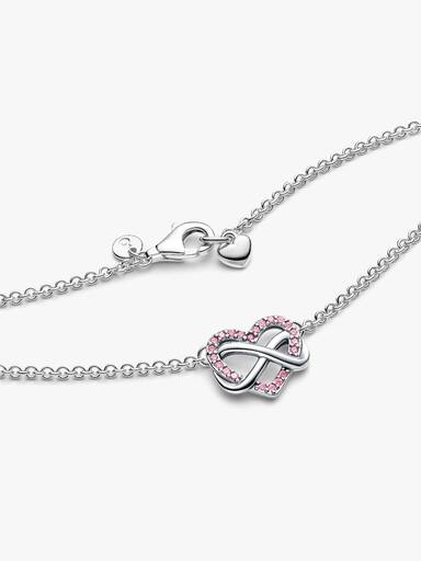 Collar collier Corazón Infinito Rosado Brillante