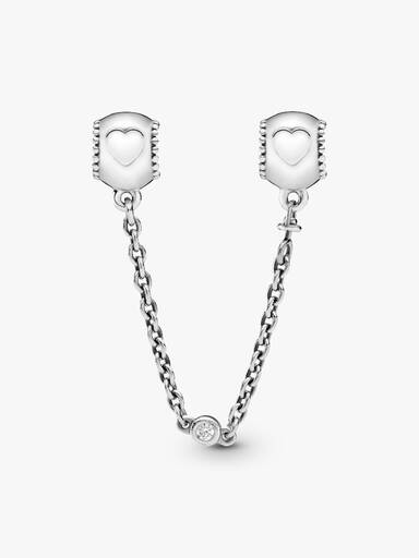 Cadena de seguridad Charm Corazones en relieve
