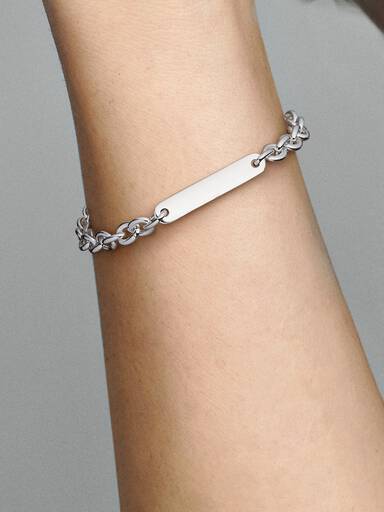 Brazalete de eslabones con barra grabable