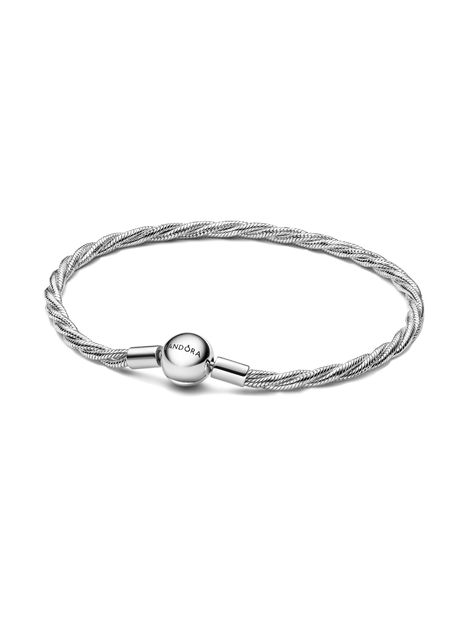Brazalete cadena de serpiente trenzada con broche redondo de Pandora