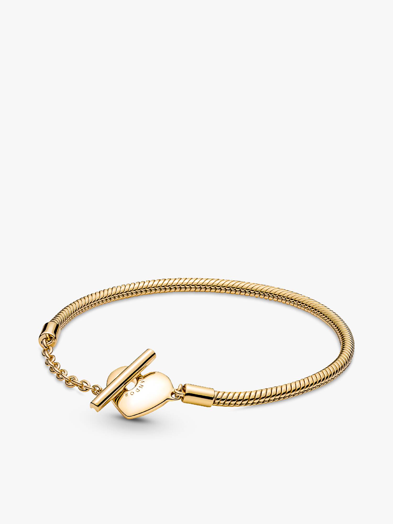Brazalete con cadena tipo serpiente y barra en forma de corazón
