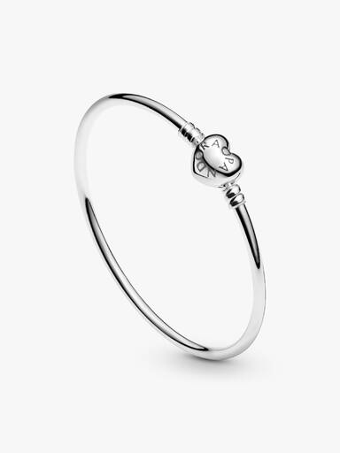 Brazalete rígido con broche corazón con logo