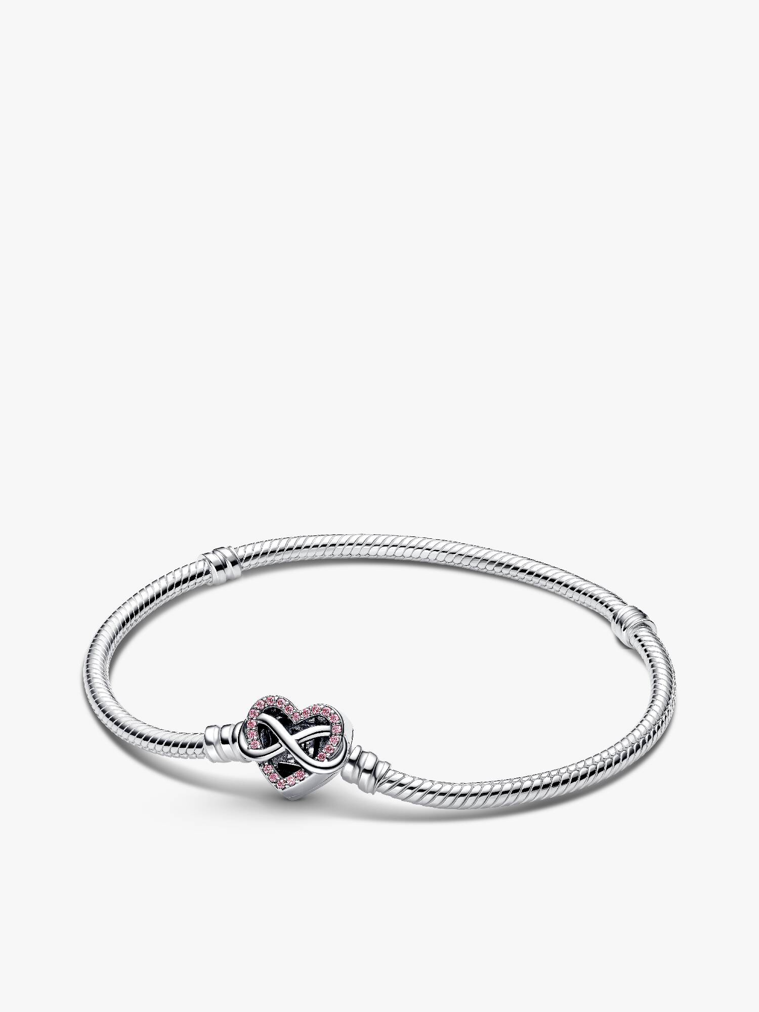 Pulsera cadena de serpiente con broche de Corazón Infinito Rosado brillante