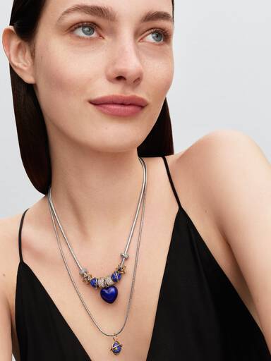 Charm colgante Corazón Acolchado Azul