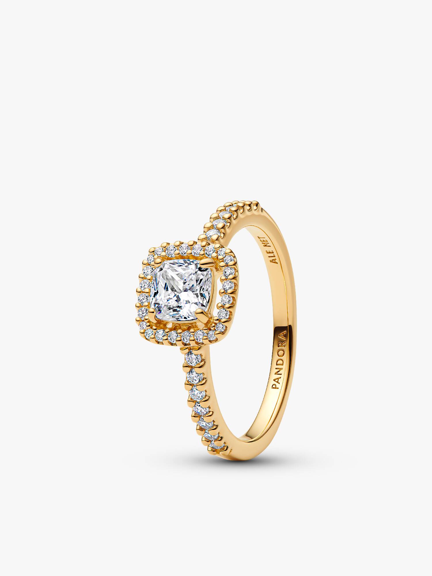 Anillo Halo tranparente cuadrado brillante