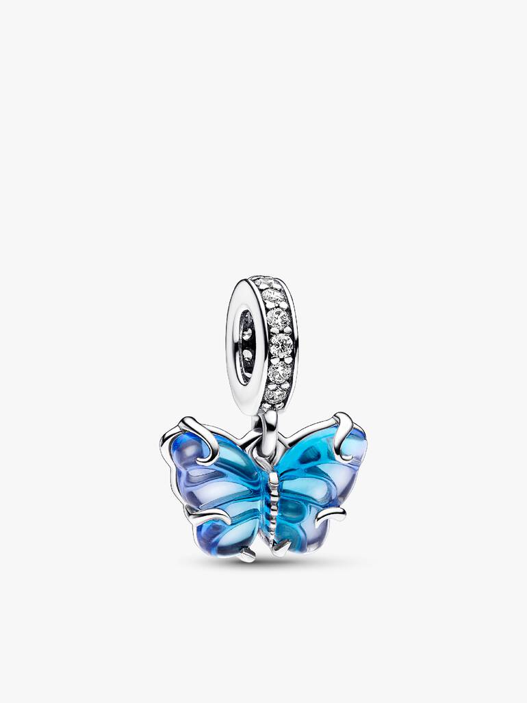 Set de Collar con Mariposa de Cristal de Murano Azul