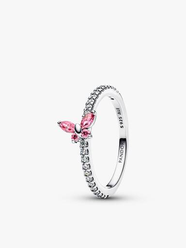 Set de anillos mariposa rosa