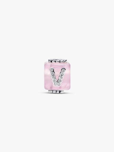 Charm Cubo de amor de cristal Murano rosado