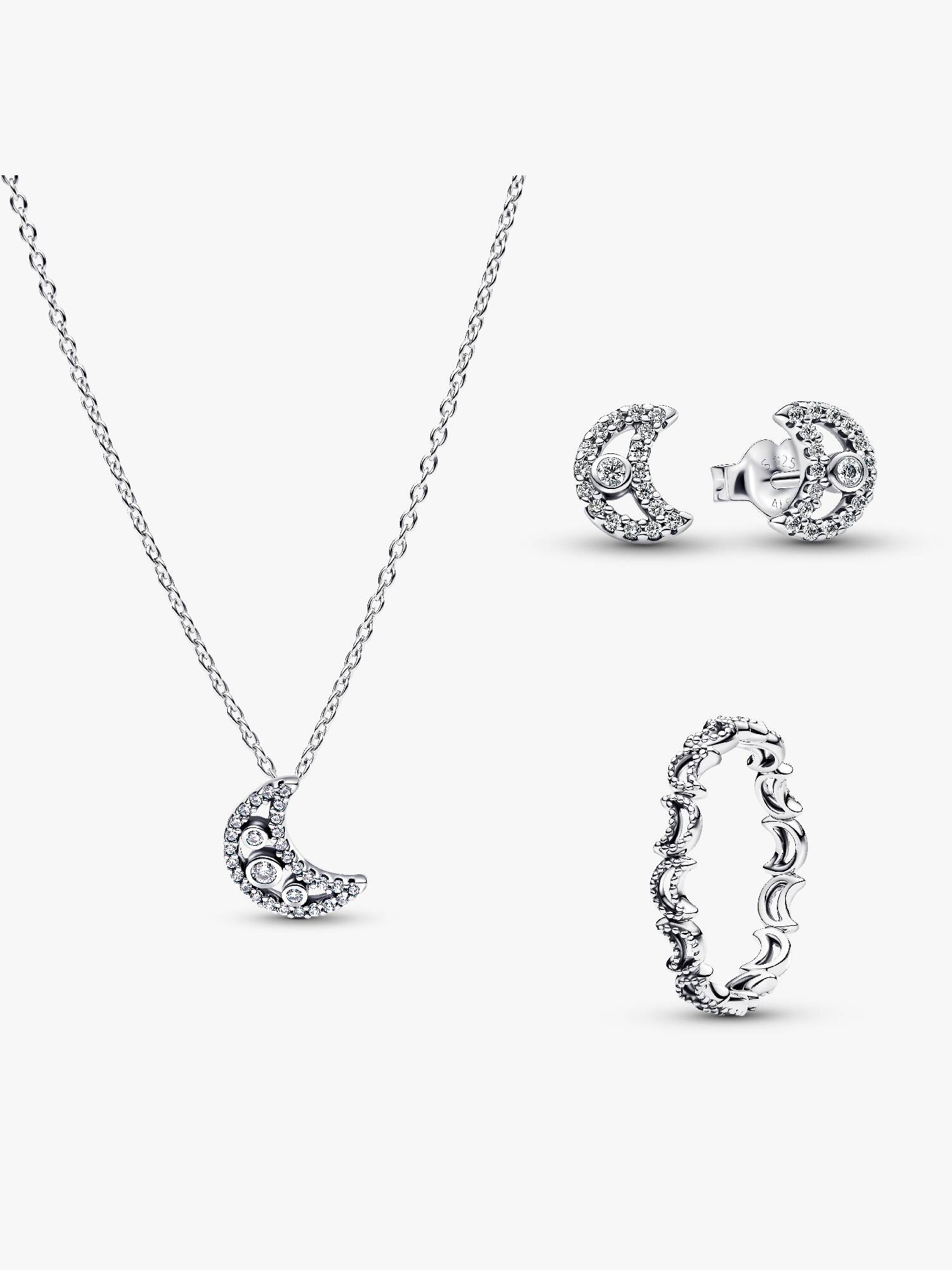 Set de regalo con collar, pendientes y anillo Crescent Moon