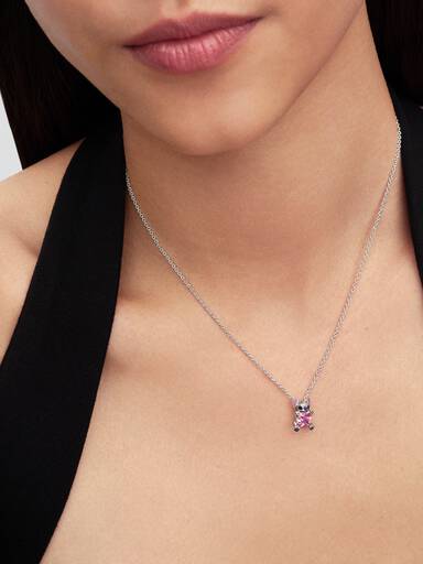 Collar collier con piedra rosada Stitch de Disney