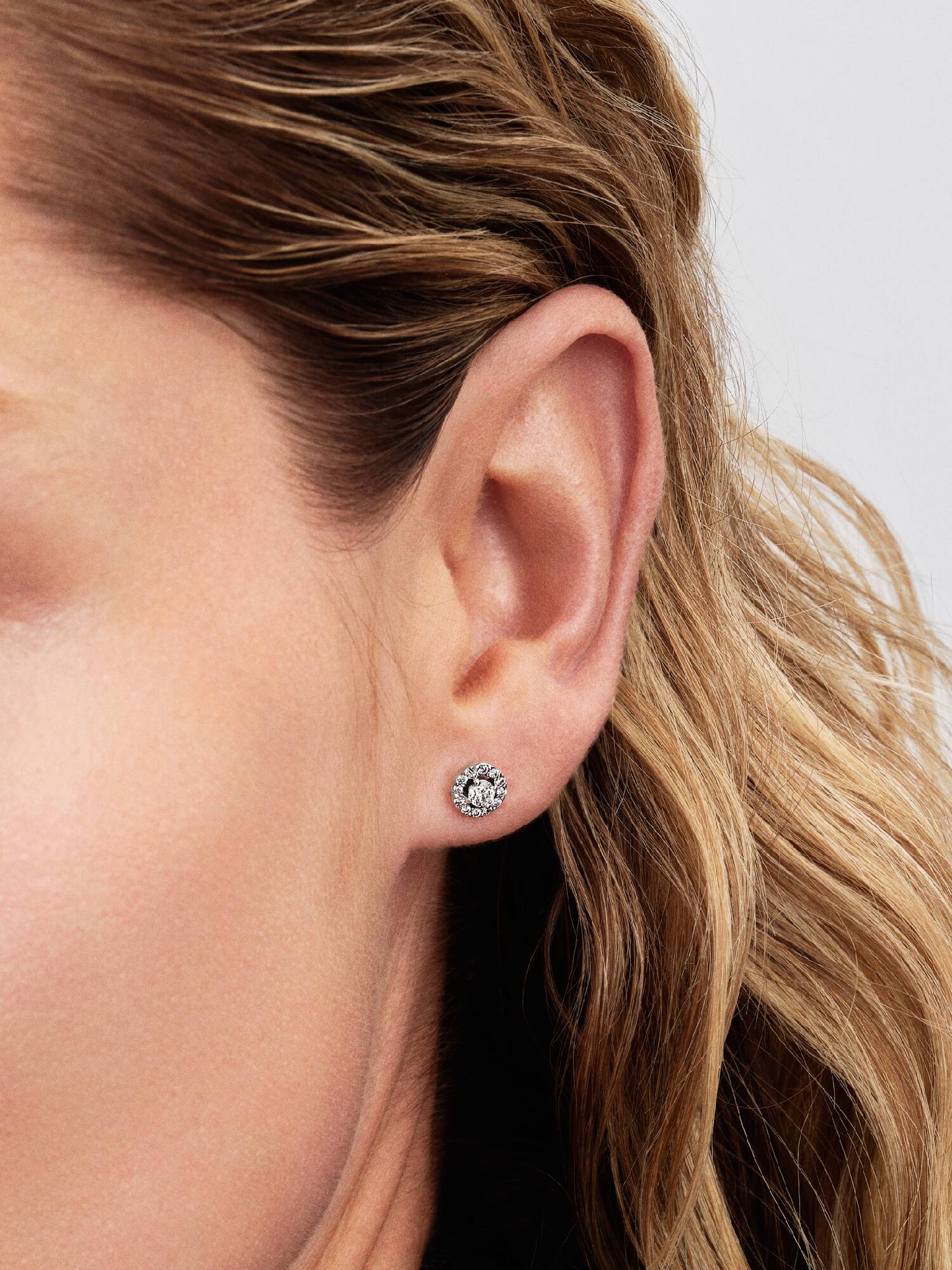 Aretes de botón Halo redondo en pavé