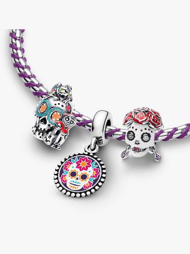 Set de Regalo de Brazalete con Charms del Día de Muertos
