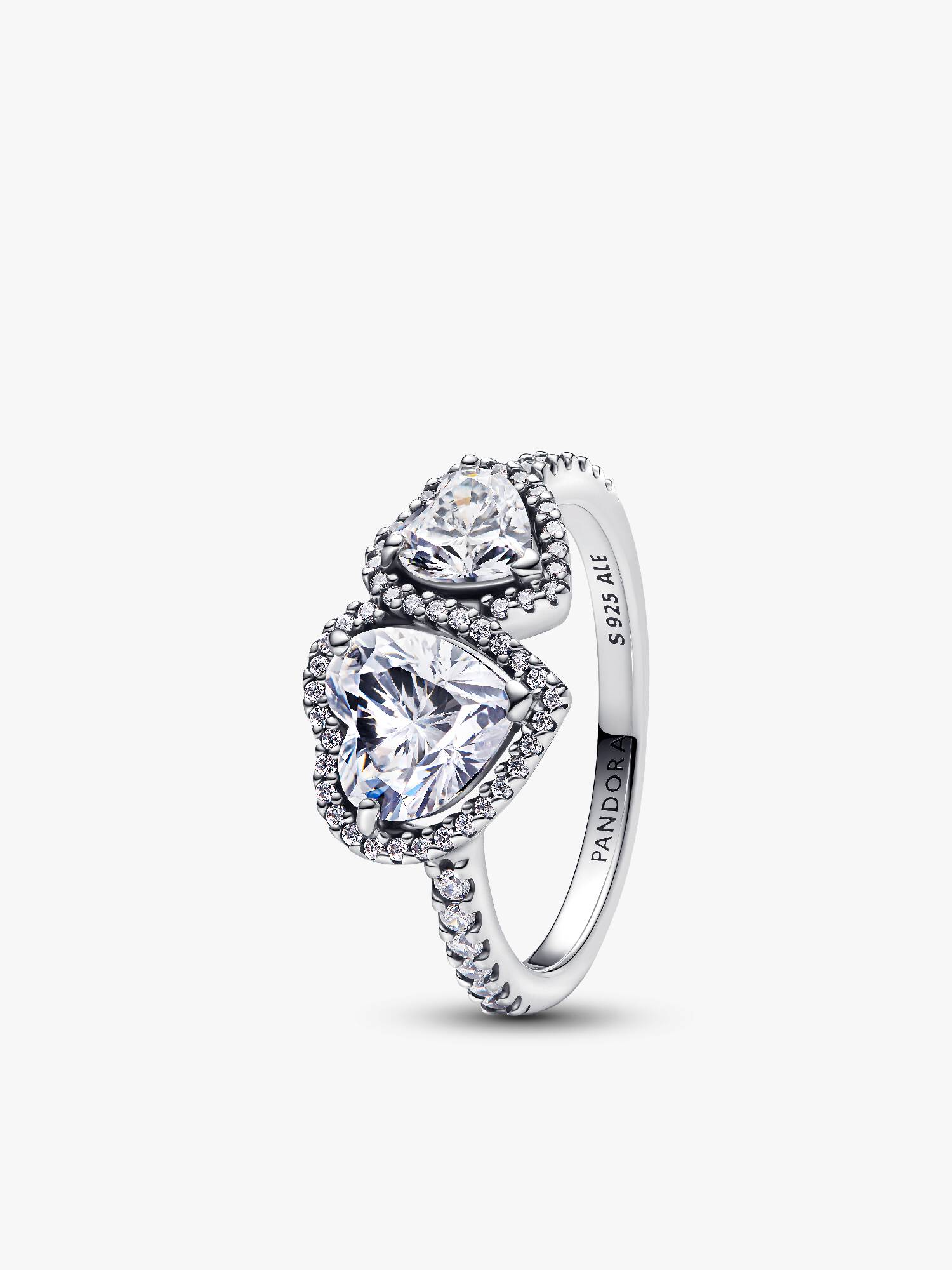 Anillo Corazones con Halo Brillante