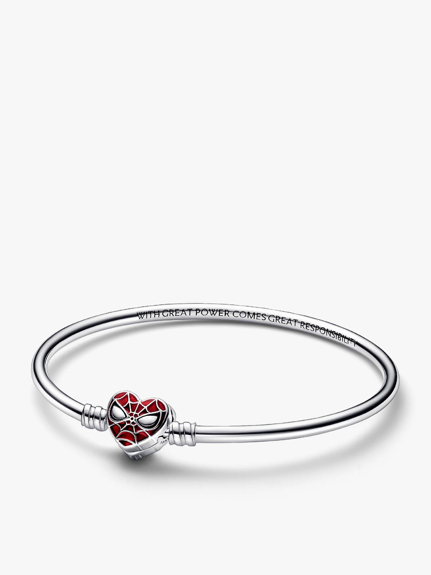 Brazalete rígido Pandora Moments con broche de máscara de Spiderman de Marvel
