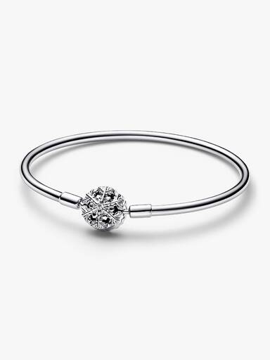 Brazalete Pandora Moments con Cierre Copo de Nieve Brillante Plata Esterlina