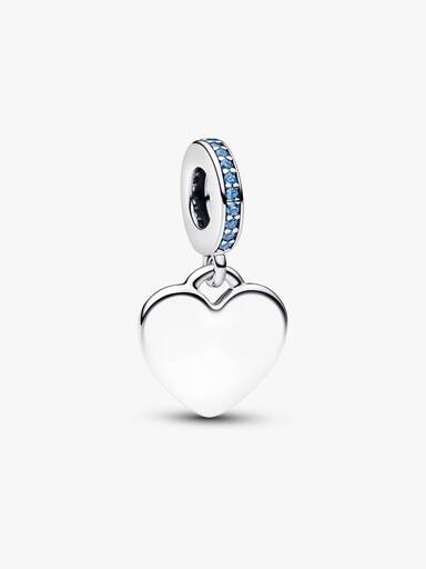 Charm colgante Corazón grabable con piedra color azul
