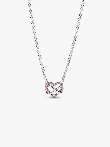 Collar collier Corazón Infinito Rosado Brillante
