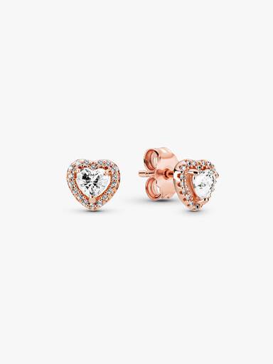 Aretes de botón Corazón elevado reluciente