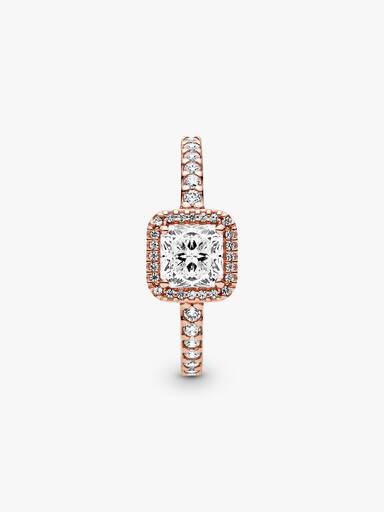 Anillo cuadrado con halo brillante