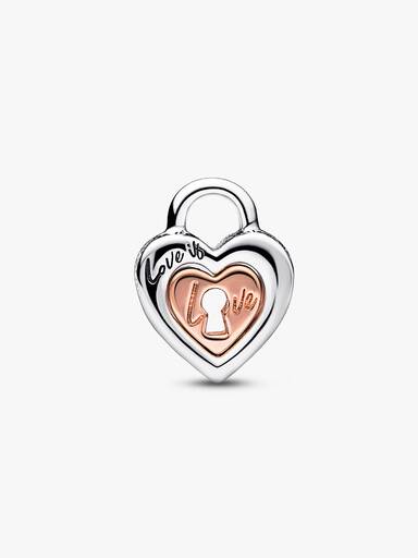 Juego de llavero con charm Corazón dividido de dos tonos con candado