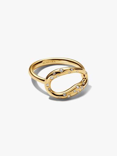Anillo de impacto de forma orgánica engastado con piedras