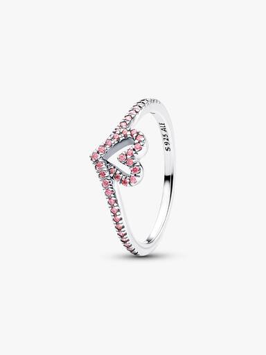 Anillo Hueso de los deseos con corazón reluciente