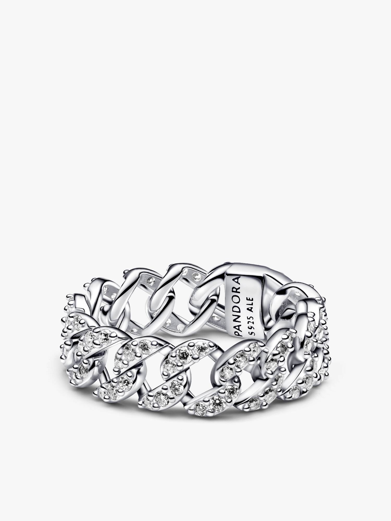 Anillo de Cadena Cubana en Pavé