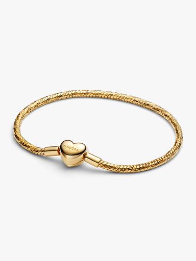 Brazalete de cadena de serpiente facetado con broche de corazón
