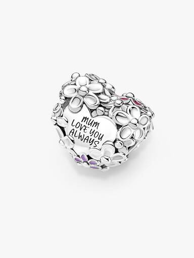 Charm Corazón con margaritas Mamá
