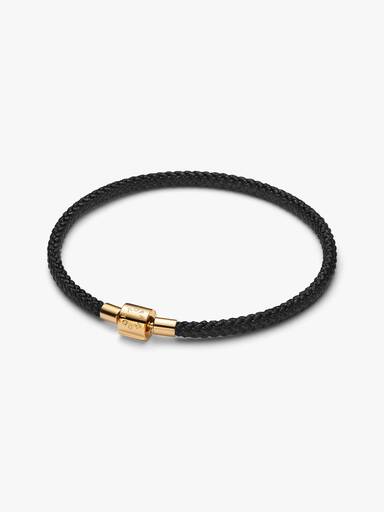 Brazalete de cordón negro brillante