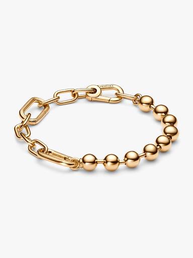 Brazalete de cadena de eslabones y cuentas de metal