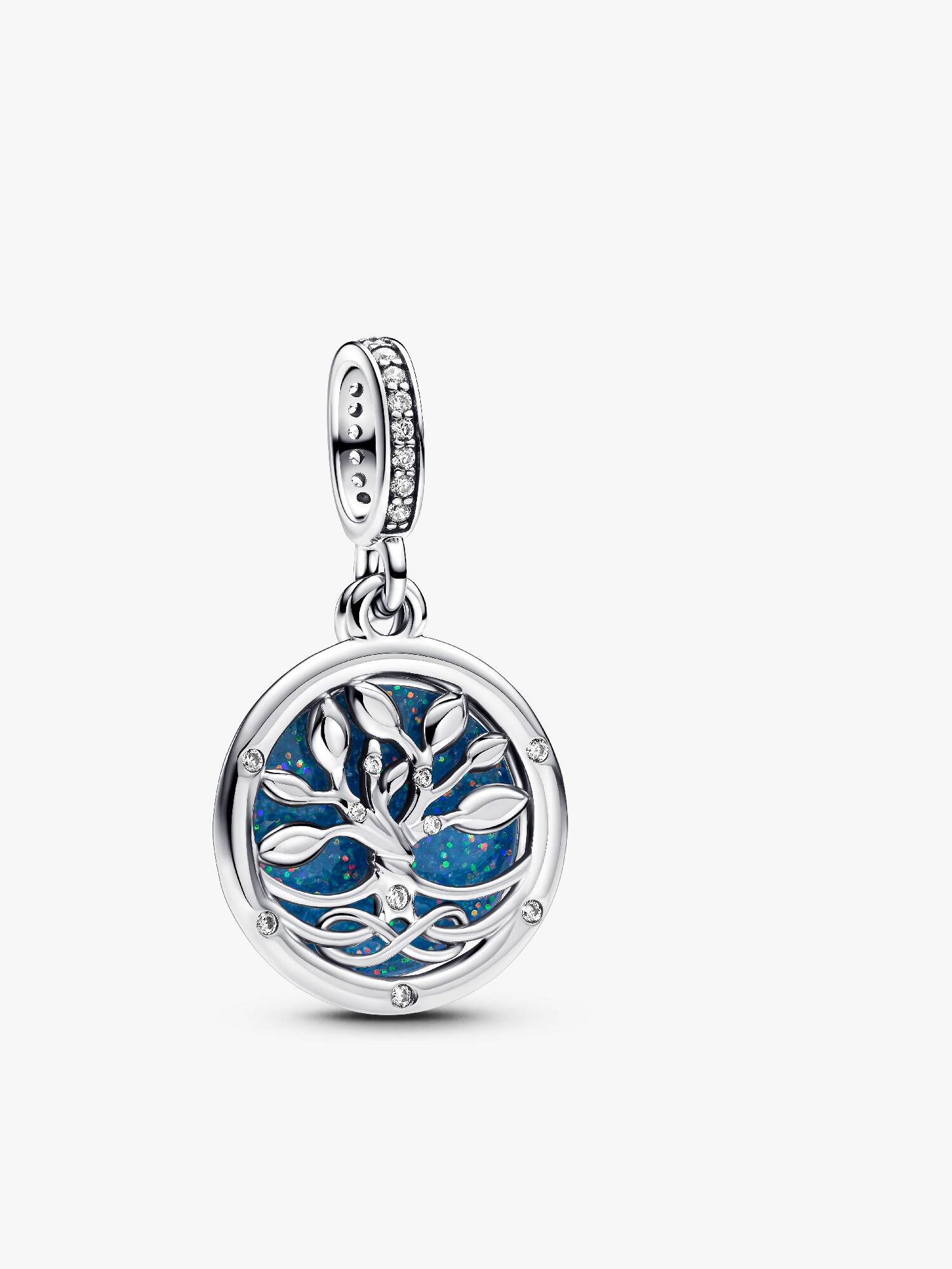 Charm colgante doble Árbol Infinito que brilla en la oscuridad