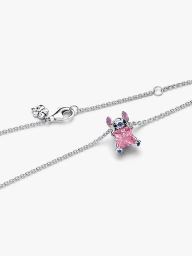 Collar collier con piedra rosada Stitch de Disney