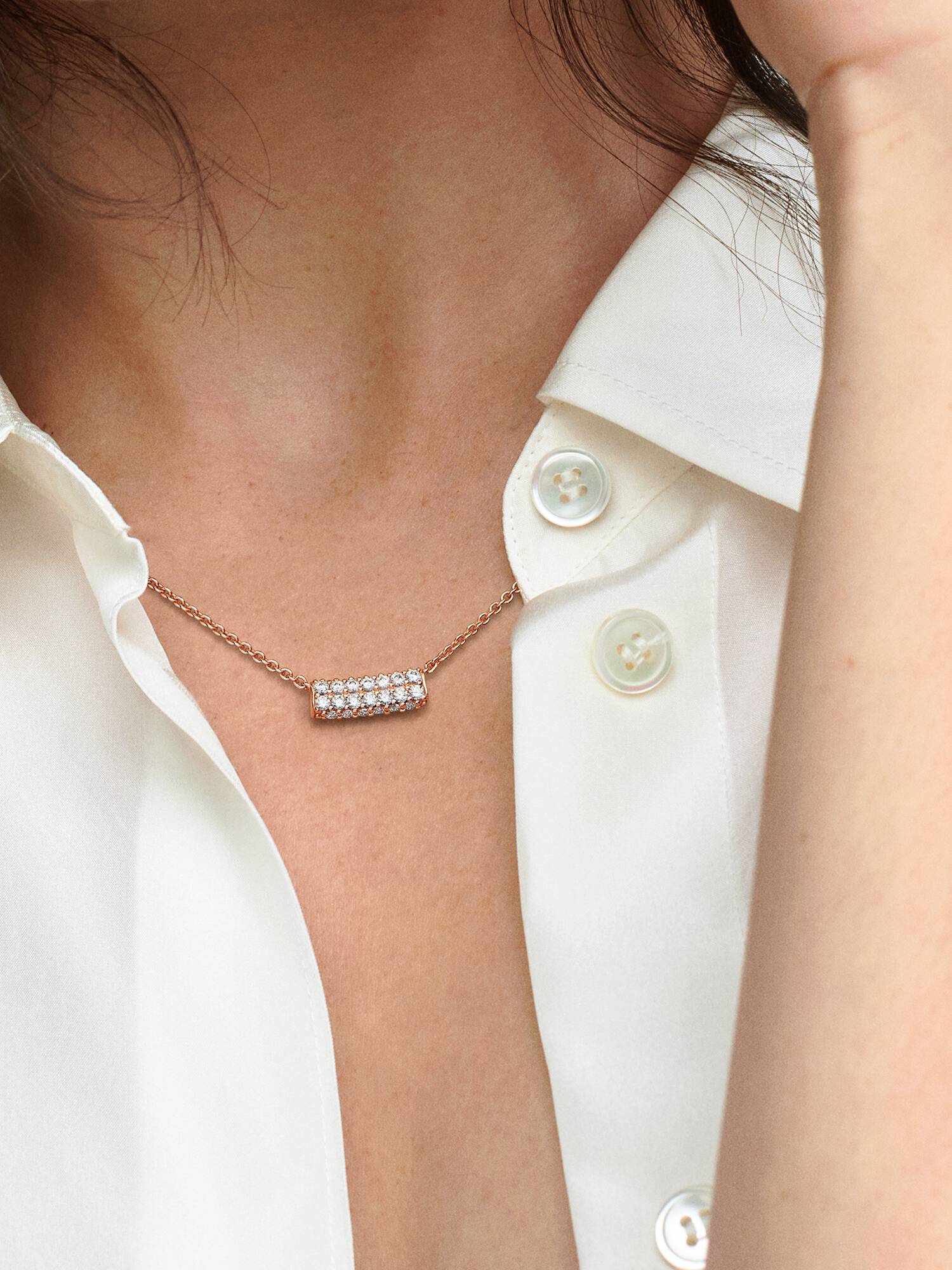 Collar estilo Collier Barra con doble hilera de pavé Pandora Timeless