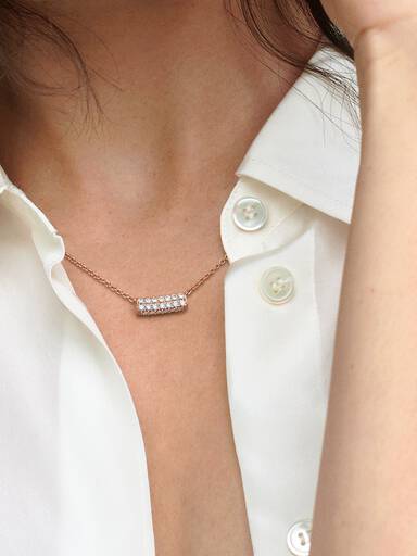 Collar estilo Collier Barra con doble hilera de pavé Pandora Timeless