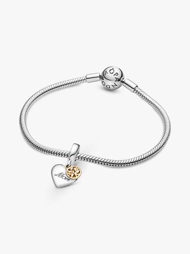 Charm colgante de dos tonos Árbol de familia y corazón