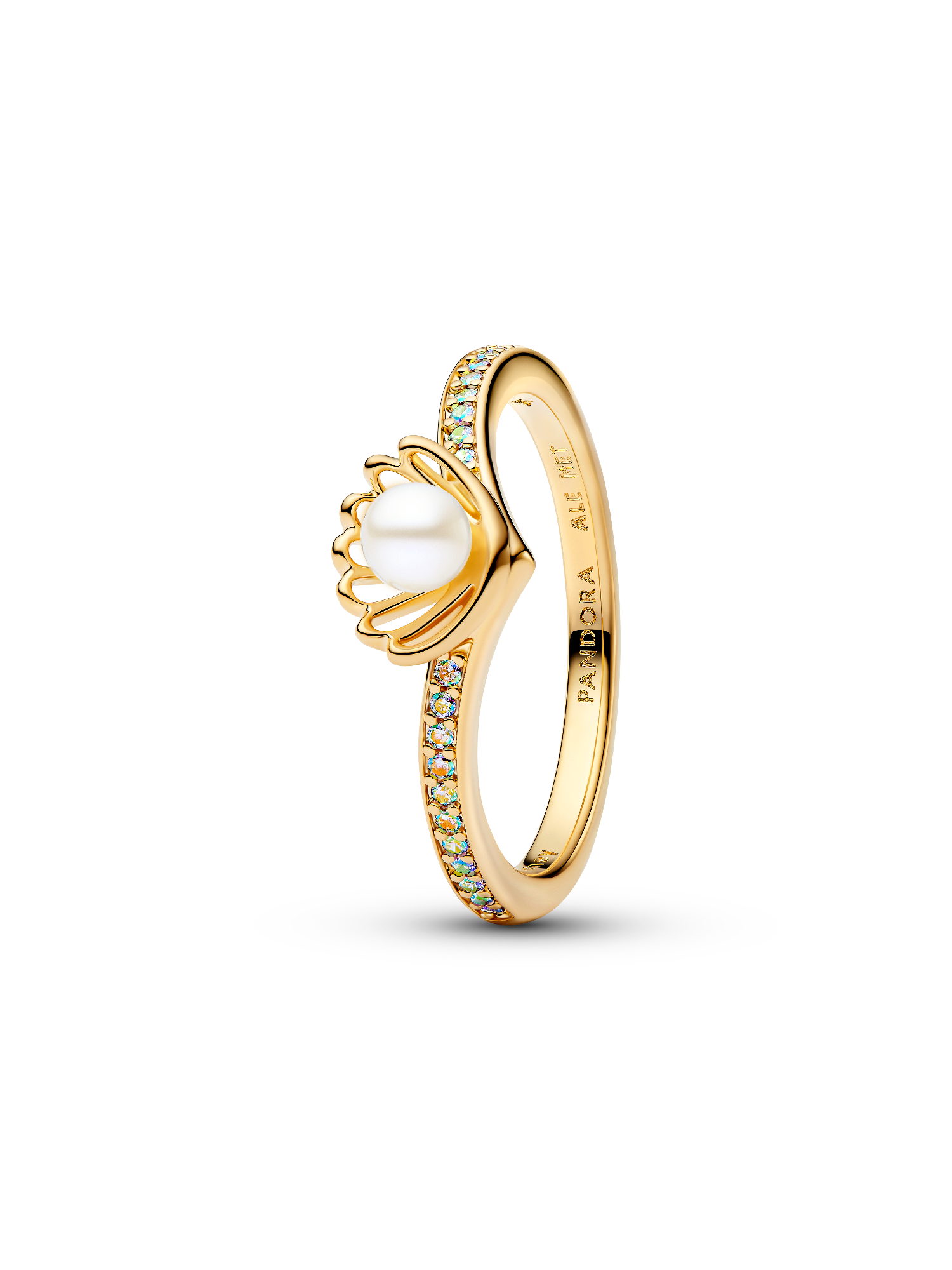 Anillo Concha con perla cultivada de agua dulce tratada de Princesa Ariel de Disney