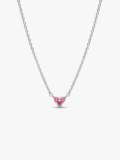 Collar Collier Corazón con tres piedras rosadas