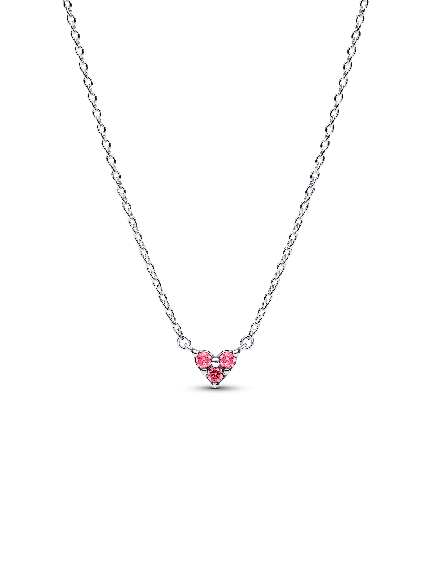 Collar Collier Corazón con tres piedras rosadas