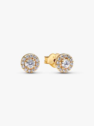 Aretes de botón Halo Redondo en Pavé