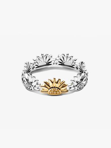 Anillo Girasol en banda de dos tonos