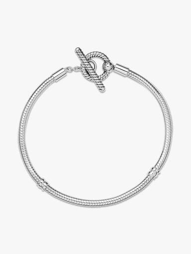 Brazalete cadena de serpiente con barra T Pandora Moments